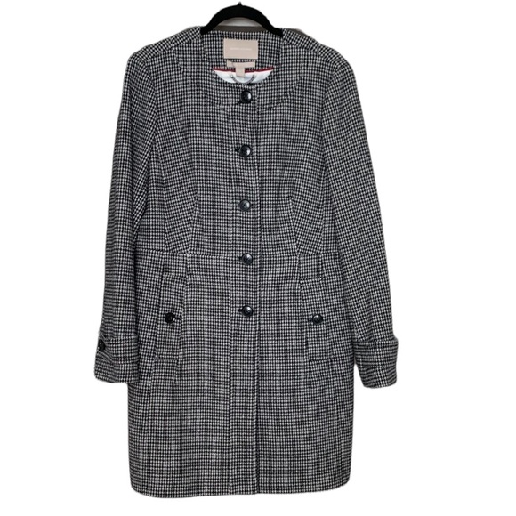 Banana Republic - Houndstooth Black & White Wool Pea Coat - Picture 1 of 7